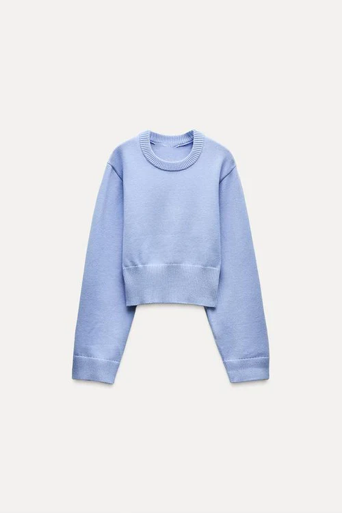 Cropped Knit Sweater with Wide Sleeves - Image 10