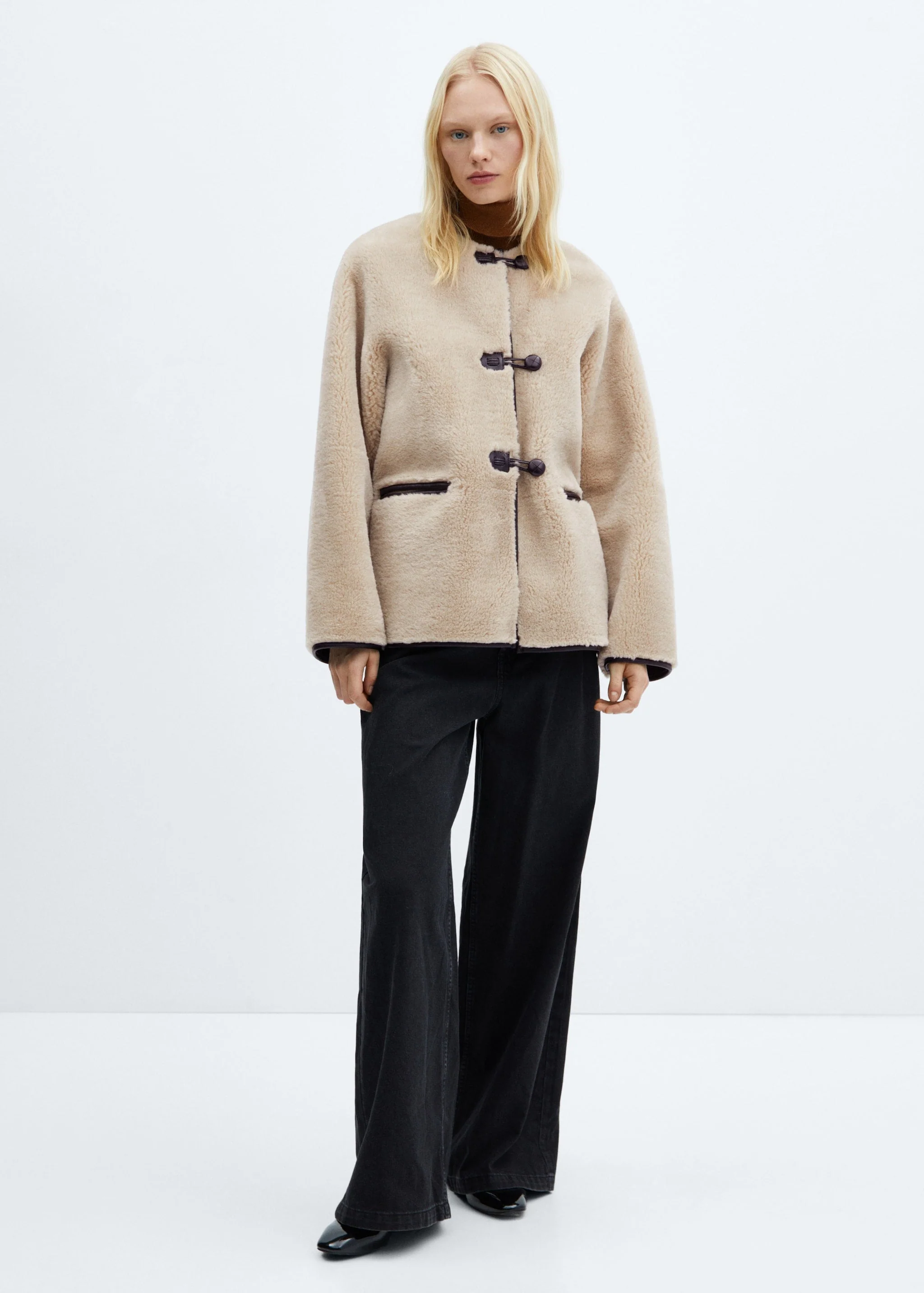 Faux fur coat with applications - Image 4