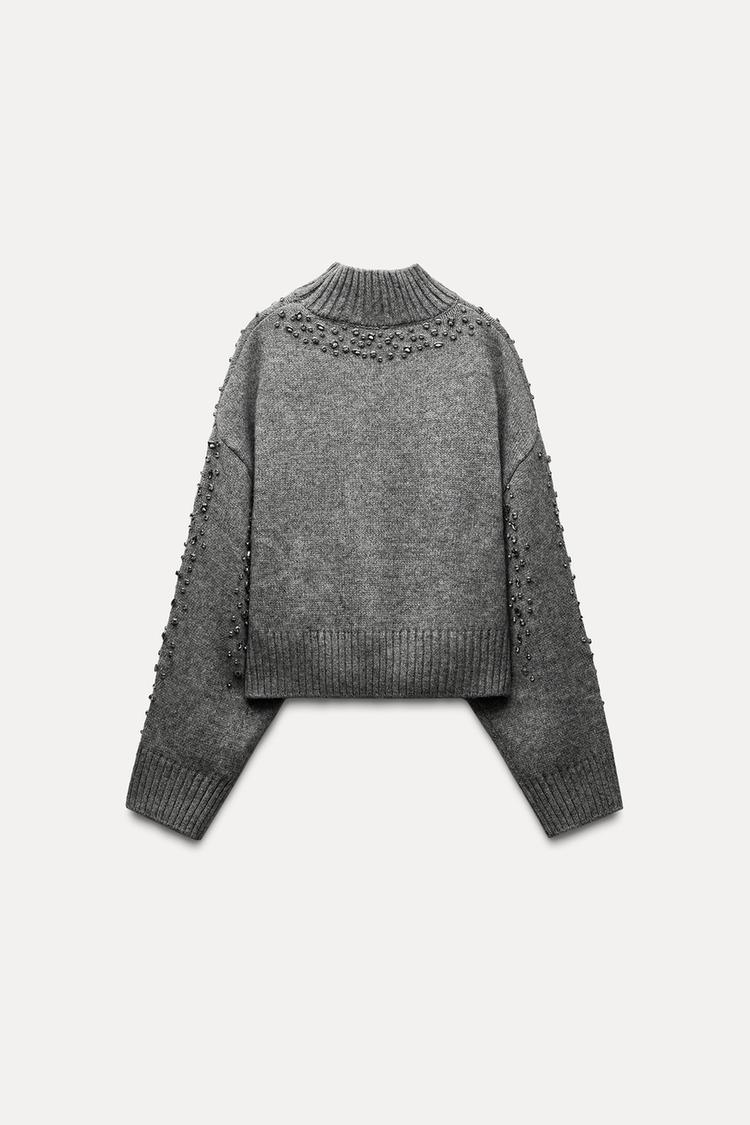 JEWEL BEADED KNIT SWEATER - Image 2