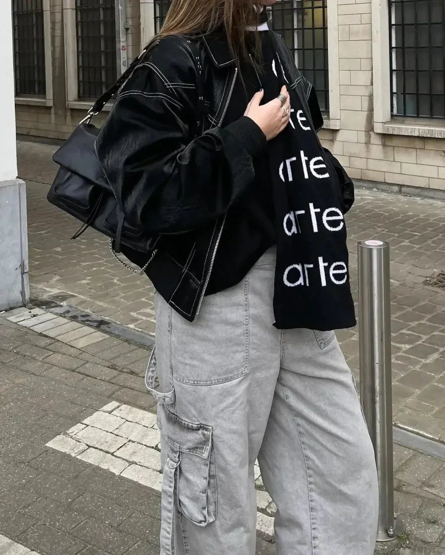 Leather Look Viral Bomber Jacket - Image 6