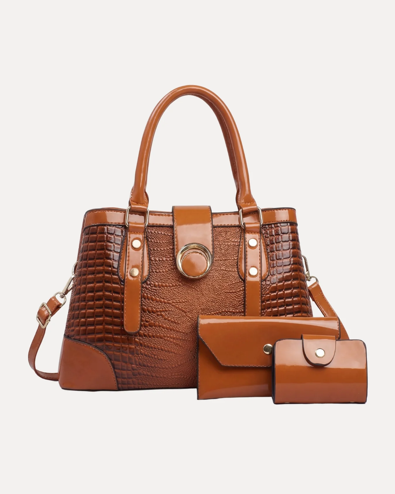 Textured Classic Handbag Set - Image 4